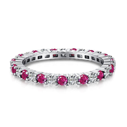 [CiCi]Exquisite Colorful Round Cut Tennis Ring