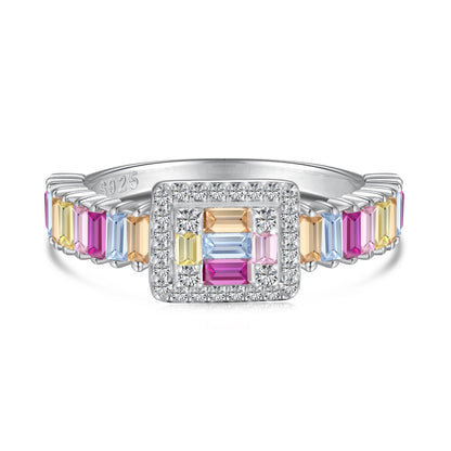 [CiCi]Exquisite Colorful Radiant Cut Party Ring