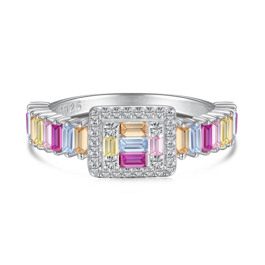 [CiCi]Exquisite Colorful Radiant Cut Party Ring