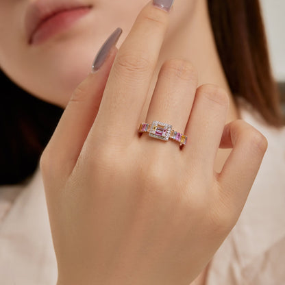 [CiCi]Exquisite Colorful Radiant Cut Party Ring