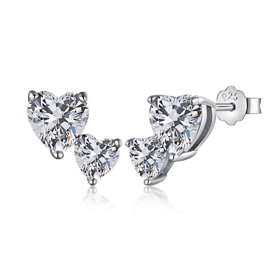[CiCi]Double Heart-Shape Classic Princess Style Earrings