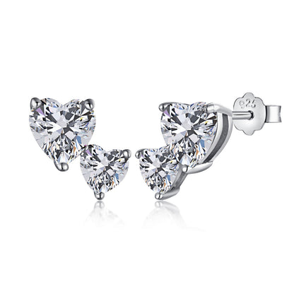 [CiCi]Double Heart-Shape Classic Princess Style Earrings