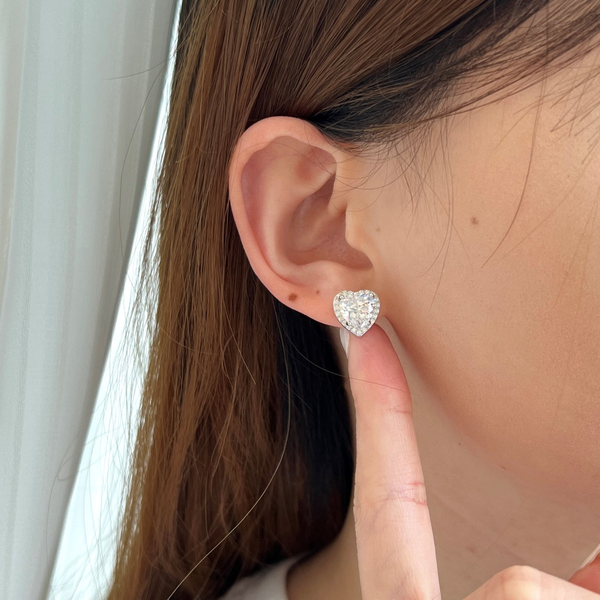 [CiCi]Sparkling Heart Shape Lover Earrings