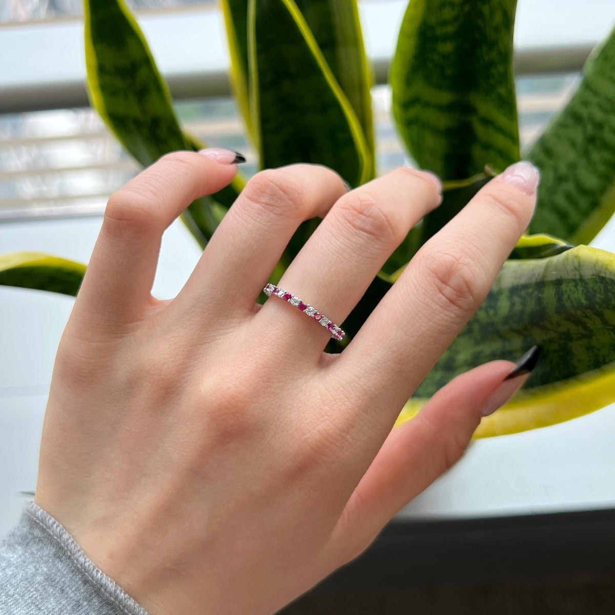 [CiCi]Exquisite Colorful Round Cut Tennis Ring