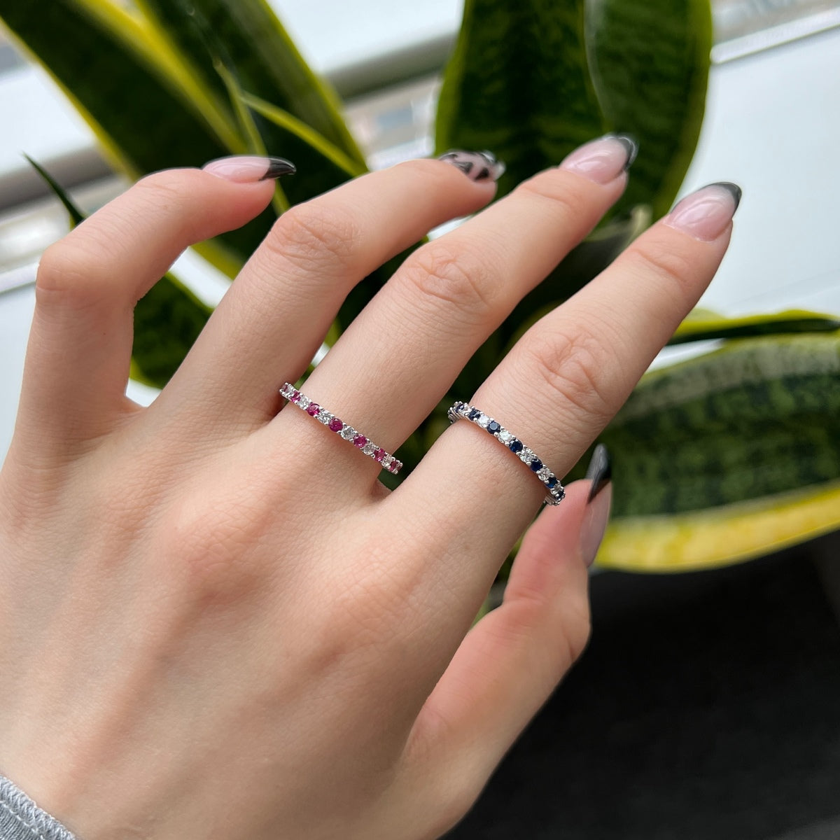 [CiCi]Exquisite Colorful Round Cut Tennis Ring