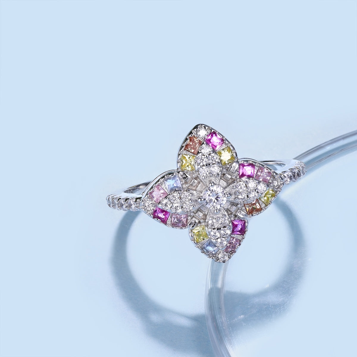 [CiCi]Luxurious Colorful Flower Shape Banquet Ring