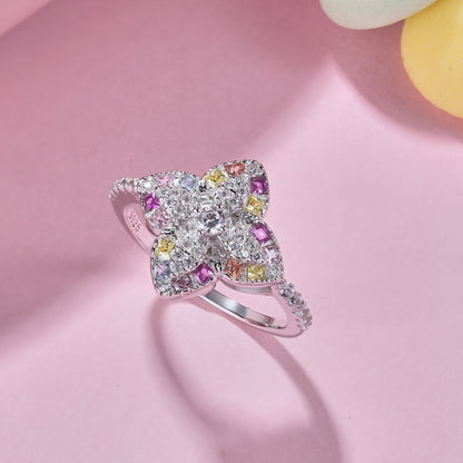[CiCi]Luxurious Colorful Flower Shape Banquet Ring