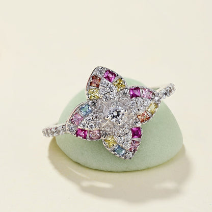 [CiCi]Luxurious Colorful Flower Shape Banquet Ring