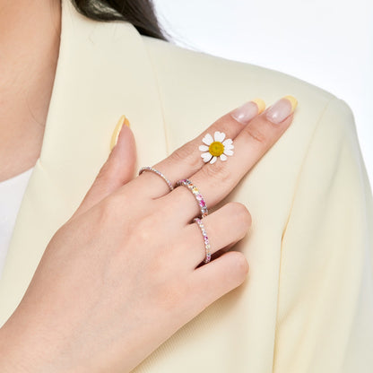 [CiCi]Ornate Colorful Round Cut Tennis Ring