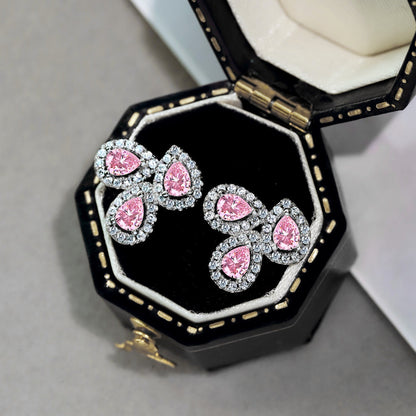 [CiCi]Ornate Flower Shape Pear Cut Lover Earrings