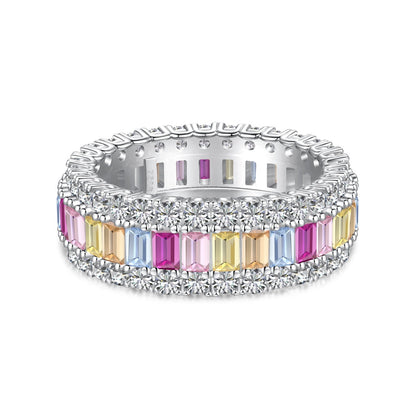 [CiCi]Dainty Colorful Radiant Cut Daily Ring