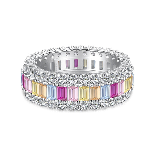 [CiCi]Dainty Colorful Radiant Cut Daily Ring