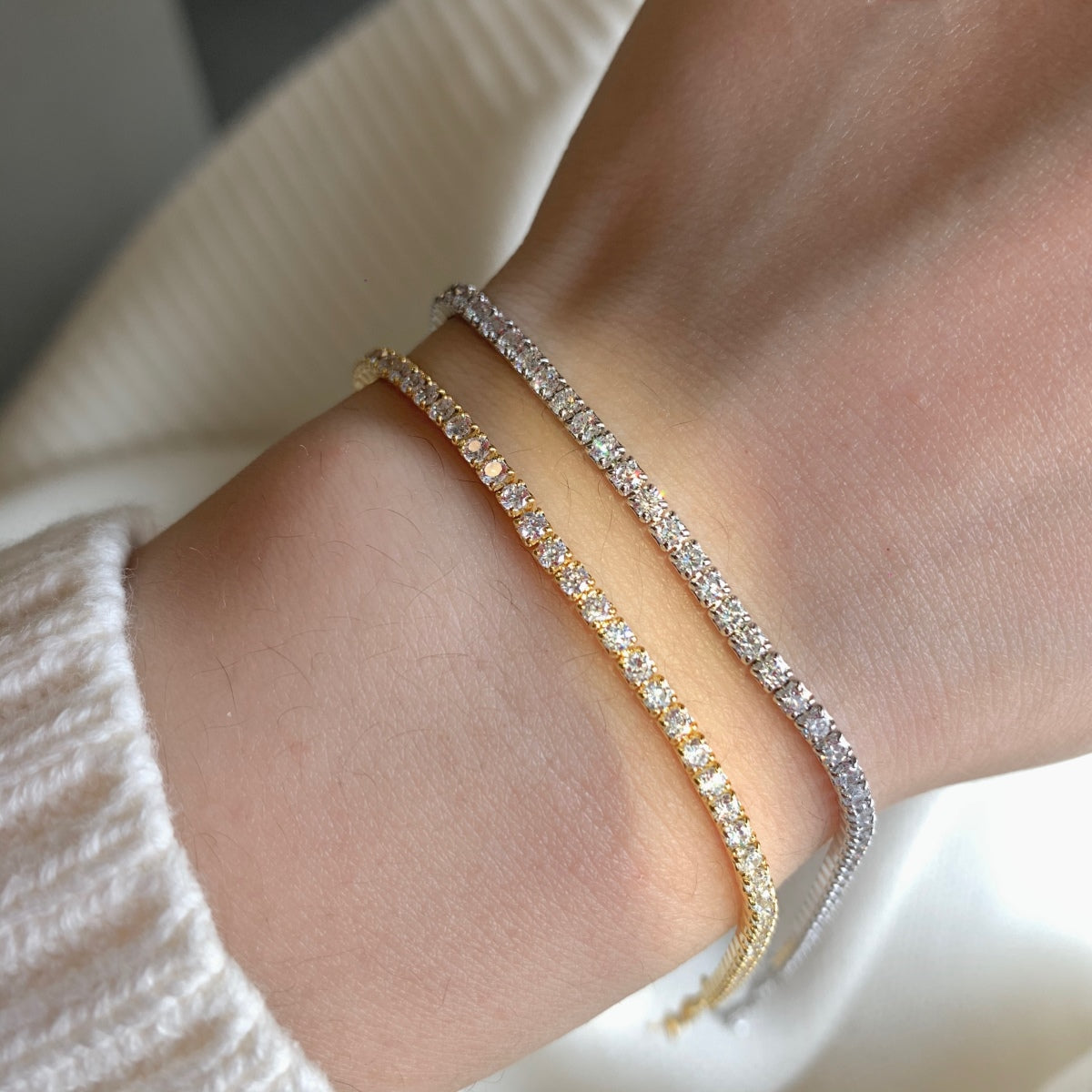 [CiCi]Radiant Shinning Princess Cut Tennis Bracelet