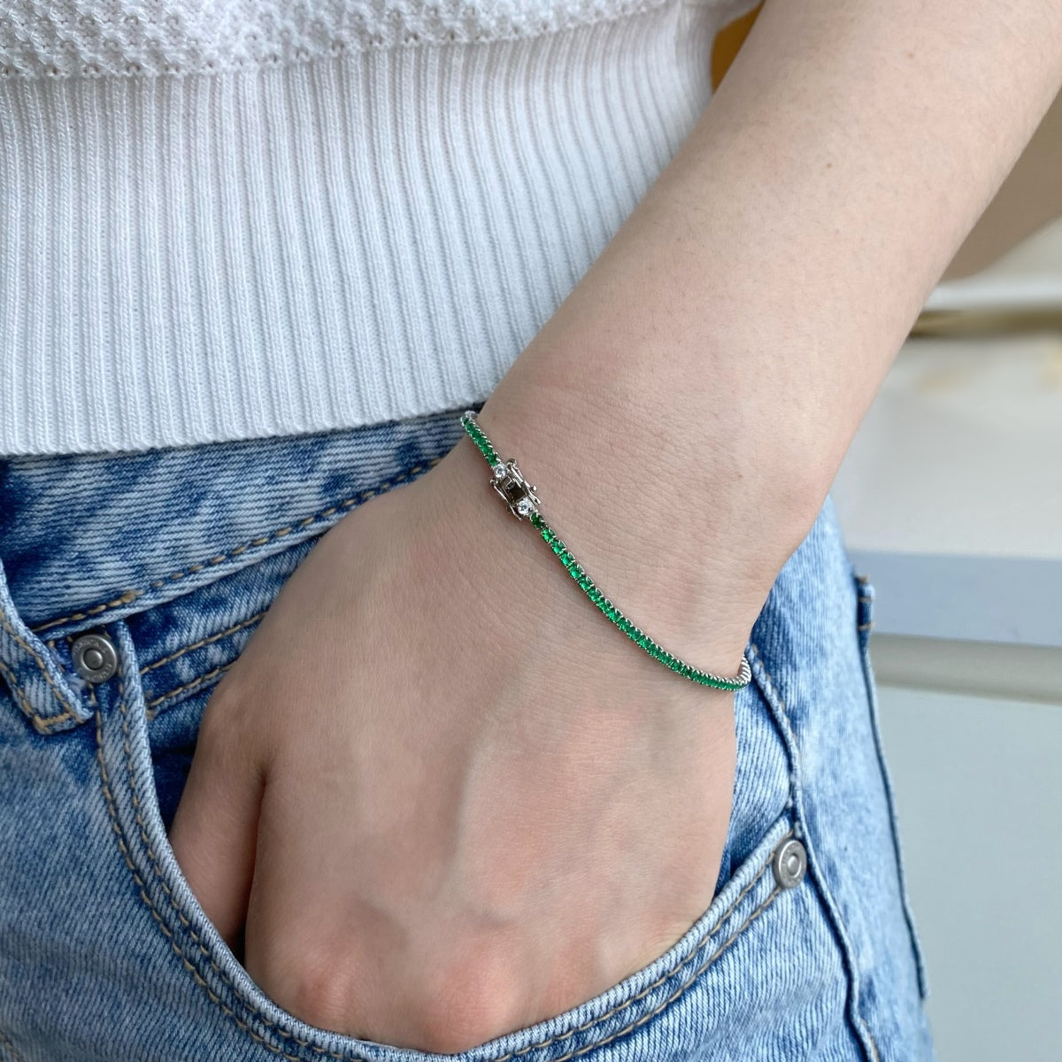 [CiCi]Dazzling Colorful Round Cut Daily Bracelet