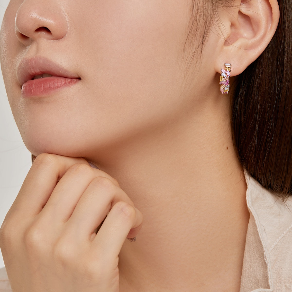 [CiCi]Dazzling Colorful Emerald Cut Daily Earrings
