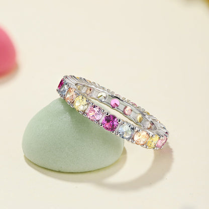 [CiCi]Dazzling Lustrous Round Cut Tennis Ring