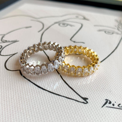 [CiCi]Ornate Oval Cut Tennis Ring