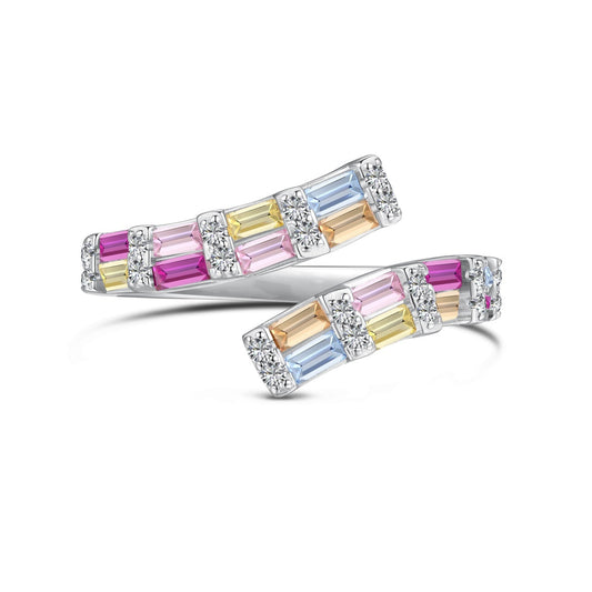 [CiCi]Charming Colorful Radiant Cut Adjustable Daily Ring