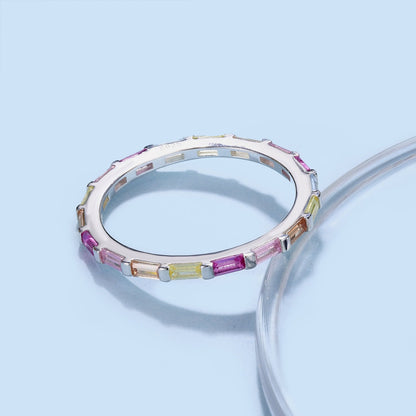 [CiCi]Exquisite Multicolored Emerald Cut Daily Ring