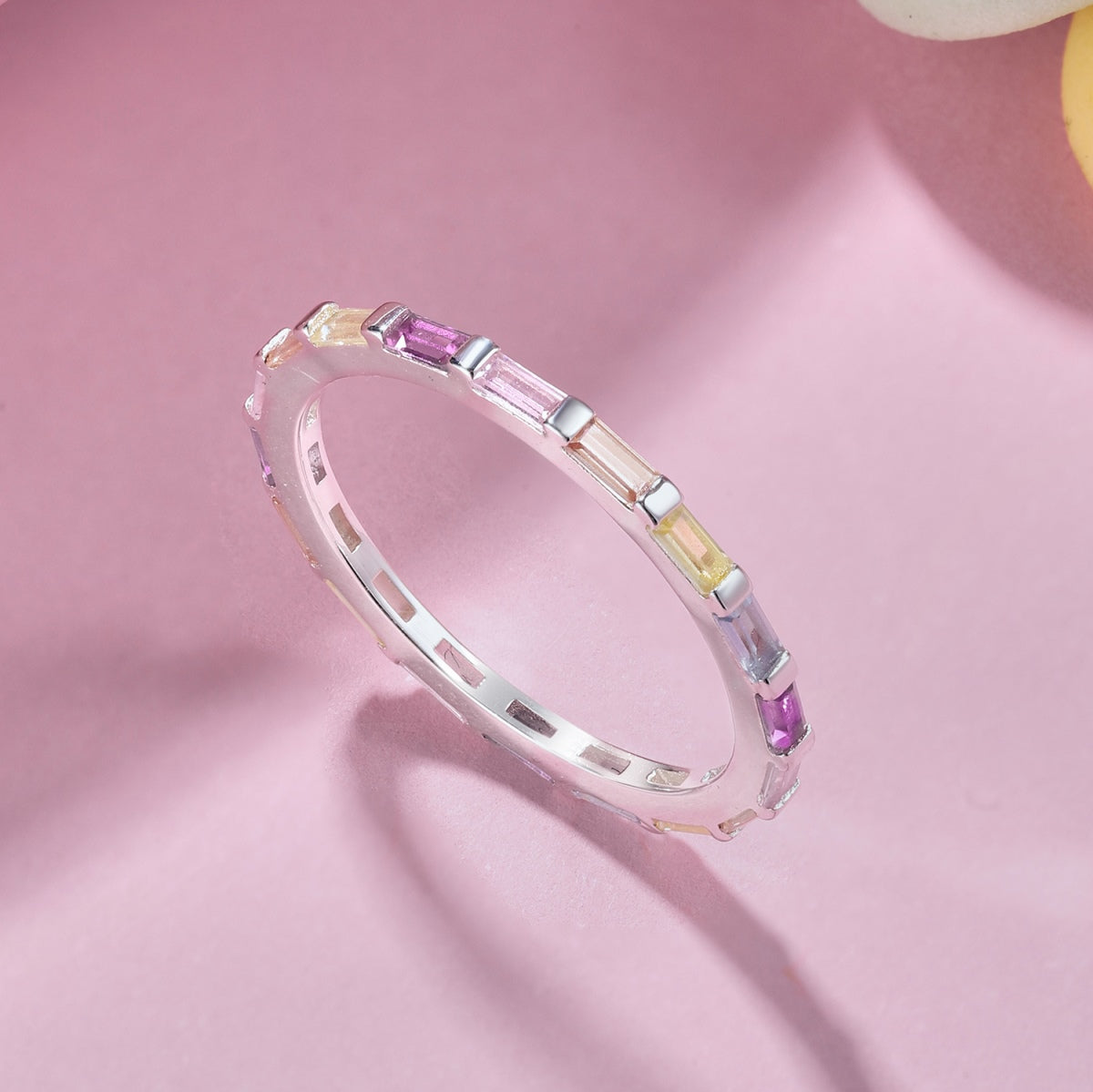 [CiCi]Exquisite Multicolored Emerald Cut Daily Ring