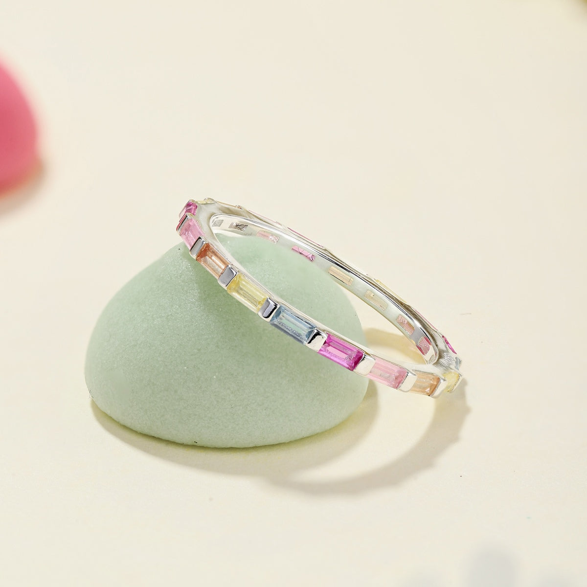[CiCi]Exquisite Multicolored Emerald Cut Daily Ring
