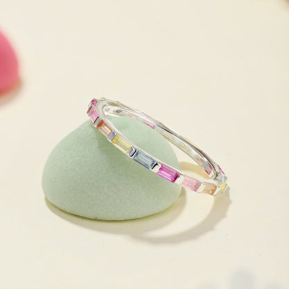 [CiCi]Exquisite Multicolored Emerald Cut Daily Ring