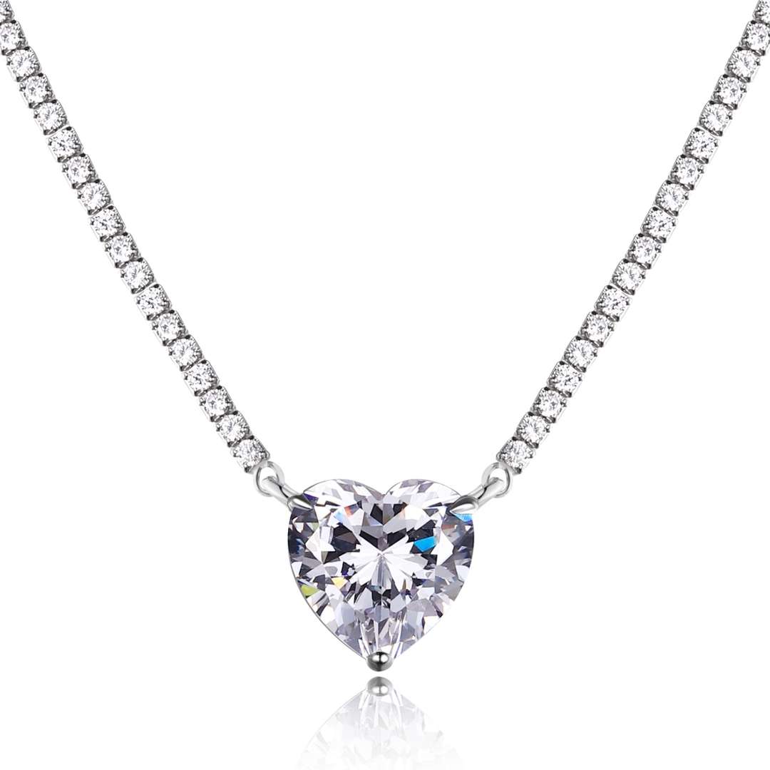 [CiCi]8.0 Carat Versatile Colorful Sweet Heart-Shaped Tennis Necklace