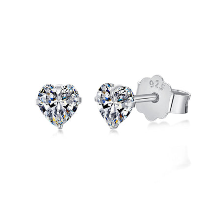 [CiCi]Sparkling Heart Shaped Simple Earrings