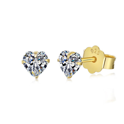 [CiCi]Sparkling Heart Shaped Simple Earrings