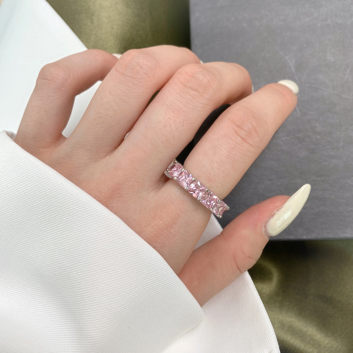 [CiCi]Elegant Princess Cut Tennis Ring