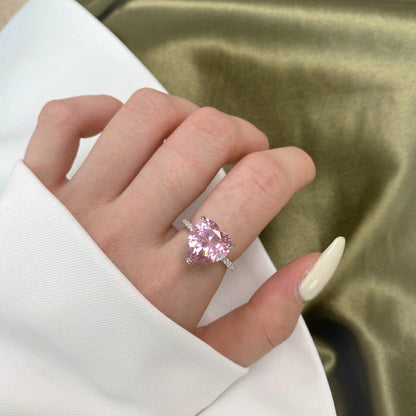 [CiCi]6.0 Carat Luxurious Sparkling Romantic Heart Cut Lover Ring