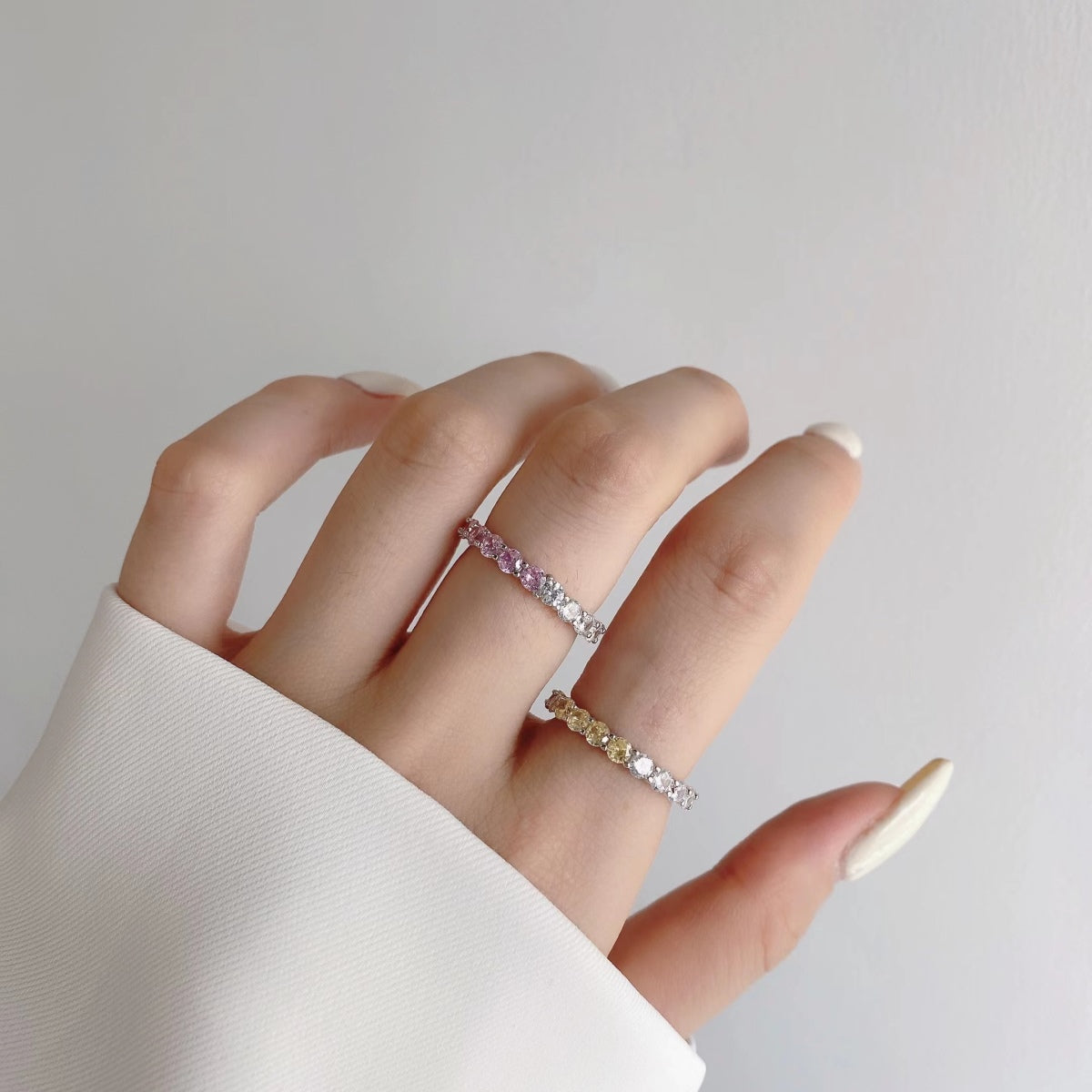 [CiCi]Sparkling Round Cut Tennis Ring
