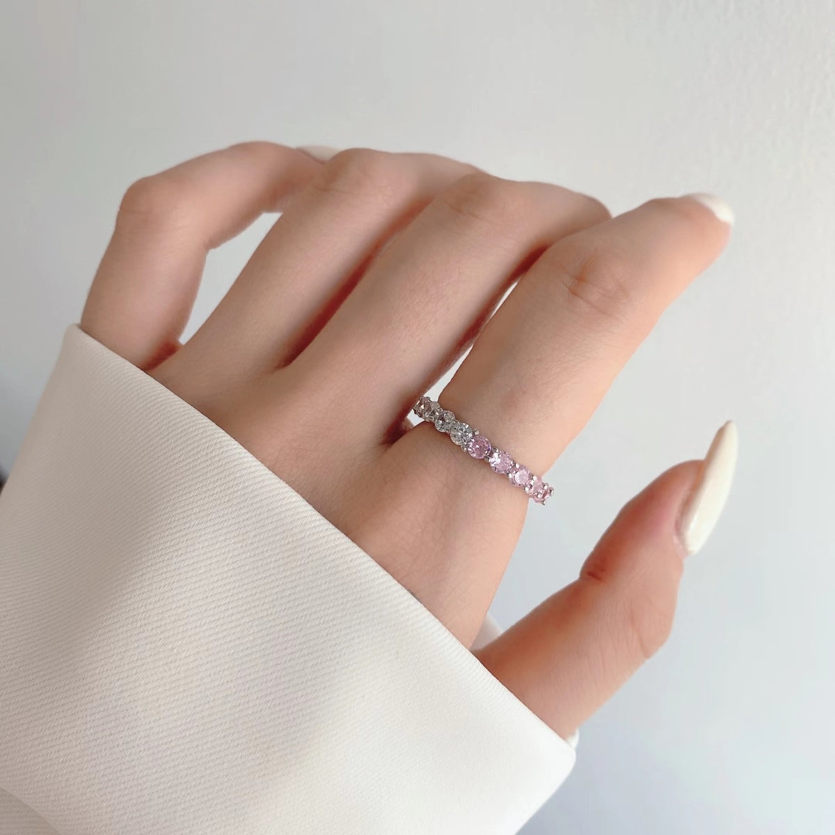 [CiCi]Sparkling Round Cut Tennis Ring