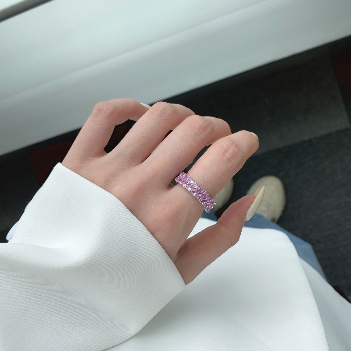[CiCi]Sparkling Full Heart Ring