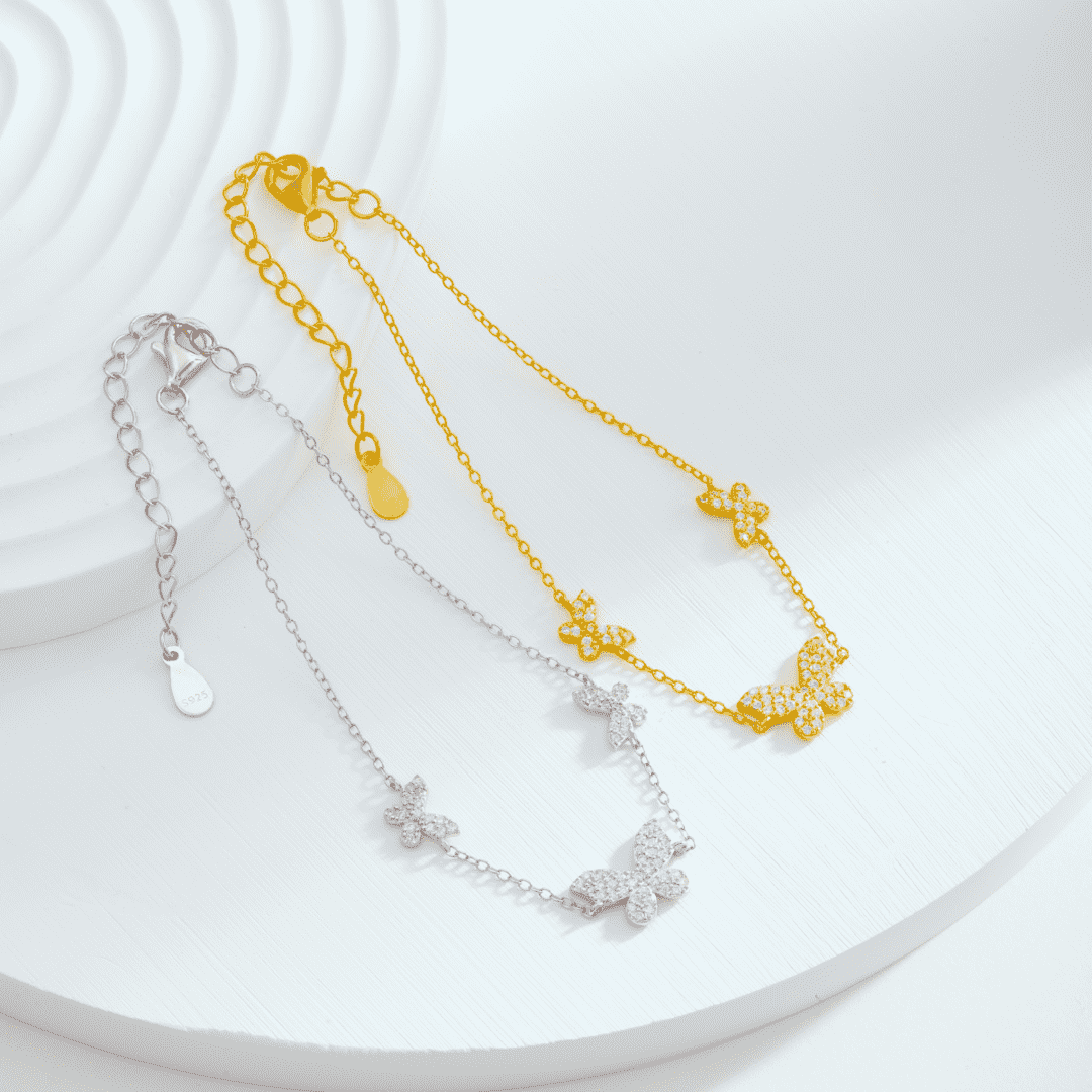 [CiCi]Delicate Butterfly Pendant Bracelet