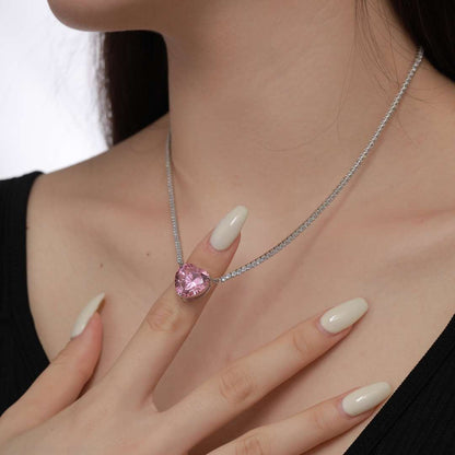 [CiCi]8.0 Carat Versatile Colorful Sweet Heart-Shaped Tennis Necklace