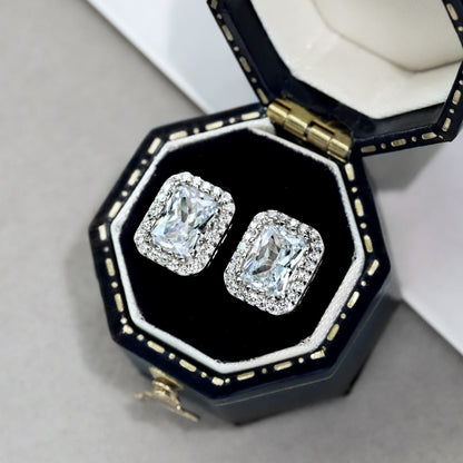 [CiCi]1.0 Carat Luxurious Dainty Emerald Cut Daily Earrings