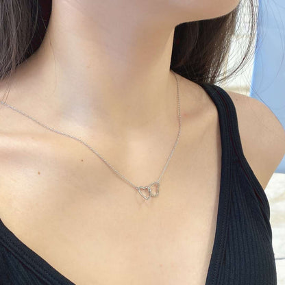 [CiCi]Sterling Silver Love Double Ring Necklace