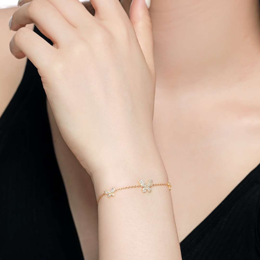 [CiCi]Delicate Butterfly Pendant Bracelet