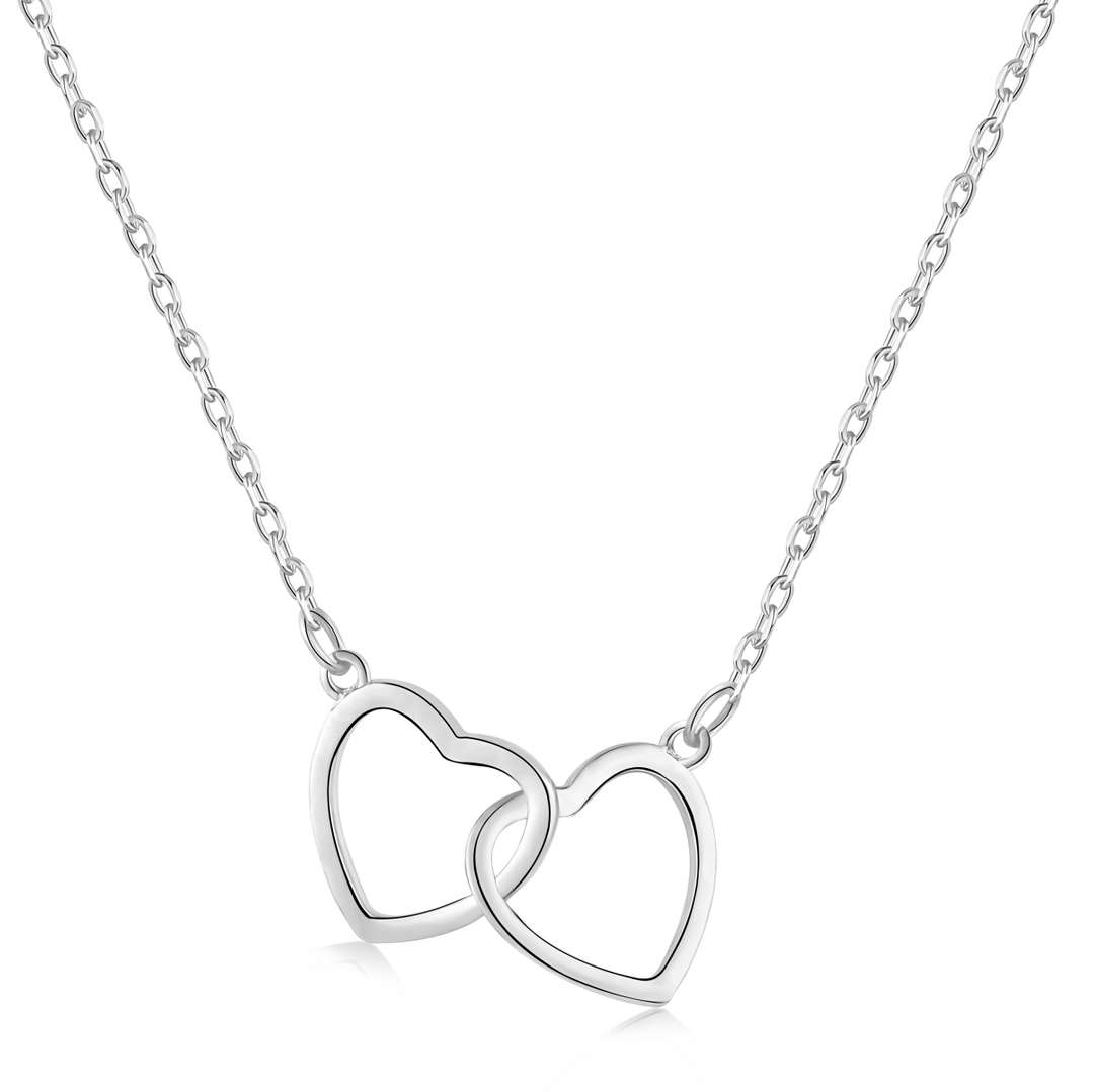 [CiCi]Sterling Silver Love Double Ring Necklace