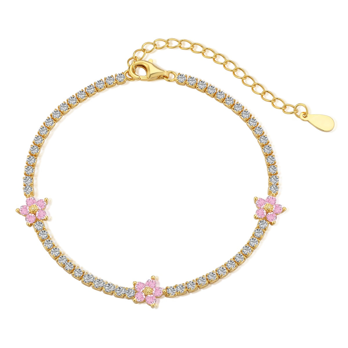 [CiCi] Funkelndes Blumen-Tennisarmband