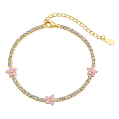 [CiCi] Funkelndes Blumen-Tennisarmband