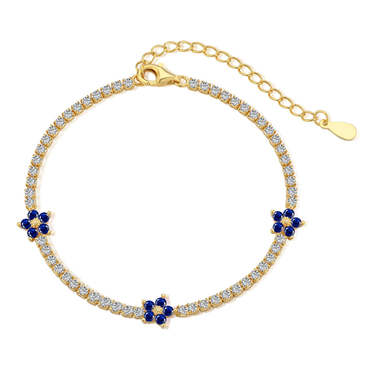 [CiCi] Funkelndes Blumen-Tennisarmband