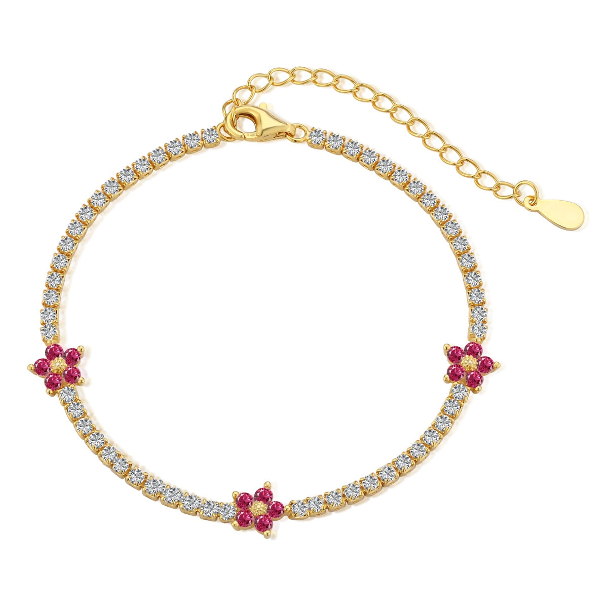 [CiCi] Funkelndes Blumen-Tennisarmband