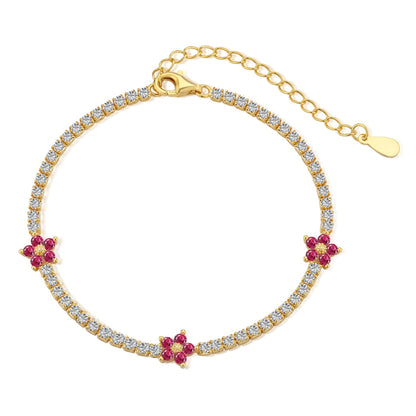 [CiCi] Funkelndes Blumen-Tennisarmband