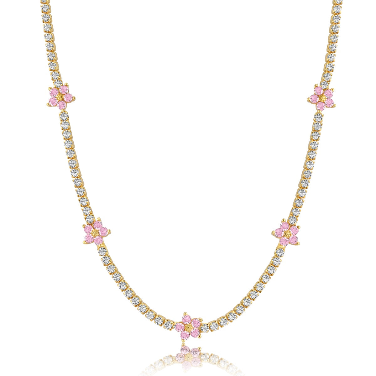 [CiCi]Luxurious Colorful Flower Tennis Necklace