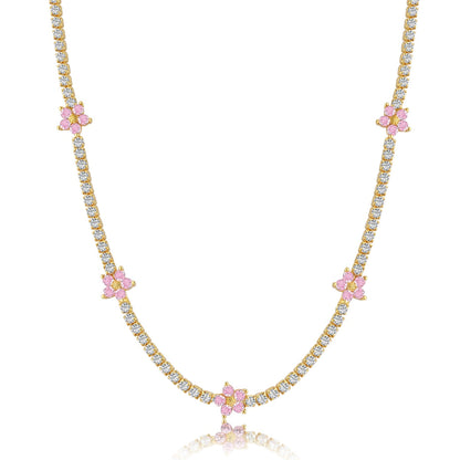 [CiCi]Luxurious Colorful Flower Tennis Necklace