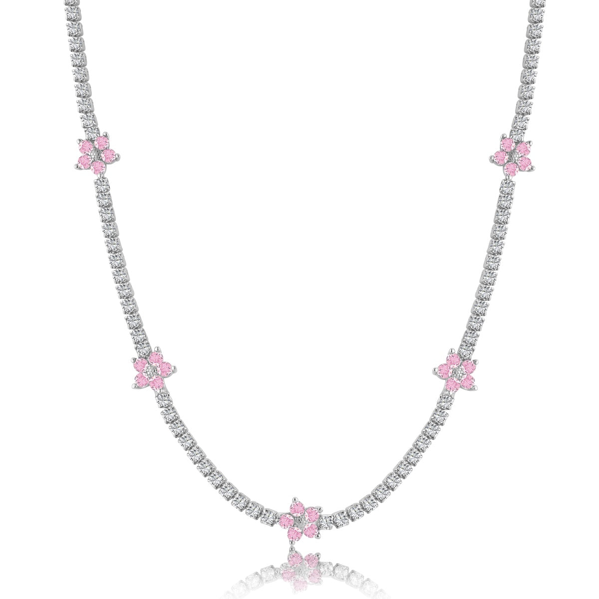 [CiCi]Luxurious Colorful Flower Tennis Necklace