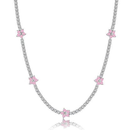 [CiCi]Luxurious Colorful Flower Tennis Necklace