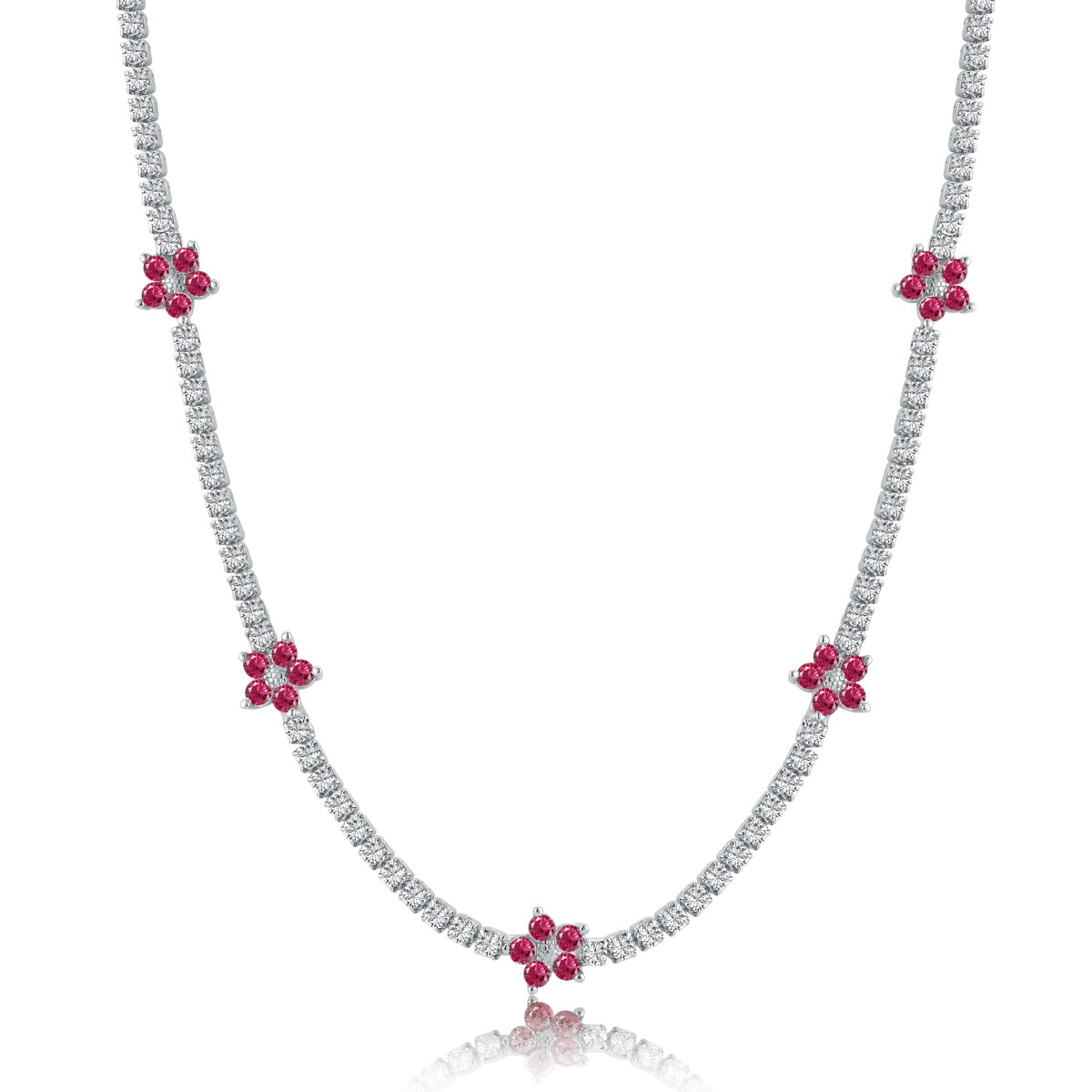 [CiCi]Luxurious Colorful Flower Tennis Necklace